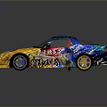 Vibrant Graffiti Sports Car Body Design With Colorful Art And Shiny Wheels