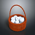 Orange Woven Storage Basket With Fresh White Apples For Daily Use