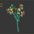 Vibrant Flower Bouquet with Blue Purple Petals Green Stems Leaves in Green Vase on Gray Background