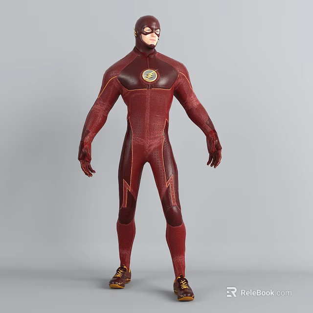 The Flash Superhero Character In Red Suit With Lightning Symbol For Game And Movie 3d model 