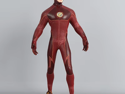 The Flash Superhero Character In Red Suit With Lightning Symbol For Game And Movie 3d model