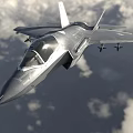 Modern Fighter Jet Flying Through Cloudy Sky With Advanced Cockpit And Weapon Mounts 3d model
