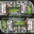 Garden Landscape Layout Design With Central Green Spaces And Surrounding Residential Buildings