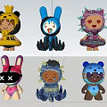 Colorful Cartoon Collectible Figures With Various Cute Character Designs And Outfits