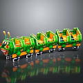 Caterpillar Shaped Green And Orange Toy Train With Colorful Carriages For Kids