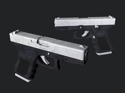 Two Modern Pistols With Silver Slide And Black Textured Grip Design 3d model