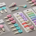 Colorful Hair Barrettes with Flower Heart Shapes Pastel Pink Blue Green Purple for Daily Use