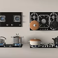 Essential Kitchen Appliances Featuring Gas Stoves And Cooking Pots 3d model