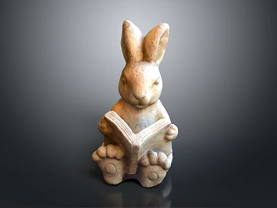 Rabbit Sculpture Holding a Book in Reading Position as Decorative Art Piece 3d model
