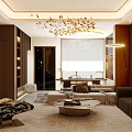 Modern Cozy Integrated Living And Dining Room With Premium Wood Finishes And Elegant Soft Lighting