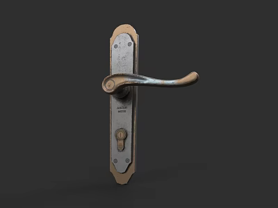 Classic Metal Swing Door Handle With Vintage Design And Lock Mechanism 3d model