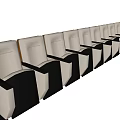 Modern Public Chairs With Black And White Design And Armrests Neatly Arranged