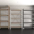 Wooden and Metal Storage Shelving Units with Multiple Layers and Mobile Wheels