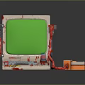 Vintage Computer Featuring Green Screen Retro Design Red Cables And Side Console