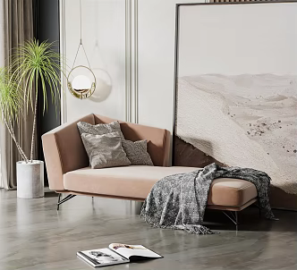 modern chaise longues fabric chaise longues 3d model