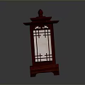 Traditional Red Wooden Chinese Lantern With Lattice Window And Warm Light Glow