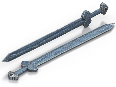 Ancient Decorative Swords With Textured Blades And Ornate Hilt Details 3d model
