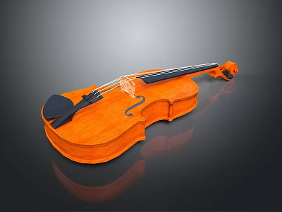 Elegant Wooden Violin With Glossy Brown Finish And Intricate String Design For Daily Use 3d model