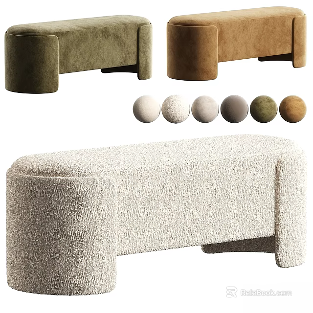 Modern Sofa Bench With Soft Bouclé Fabric And Multiple Color Options For Living Room 3d model 