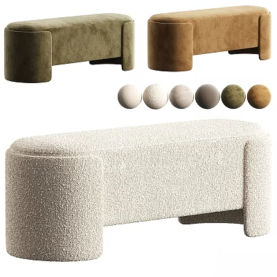 Modern Sofa Bench With Soft Bouclé Fabric And Multiple Color Options For Living Room 3d model