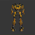 Robot Character With Yellow And Black Mechanical Armor And Futuristic Design Details