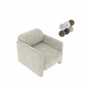Plush Beige Modern Single Sofa With Curved Arms And Multiple Color Options