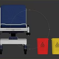 Medical Stretcher With Blue Mattress White Frame Yellow Block And Wheels For Hospital Use
