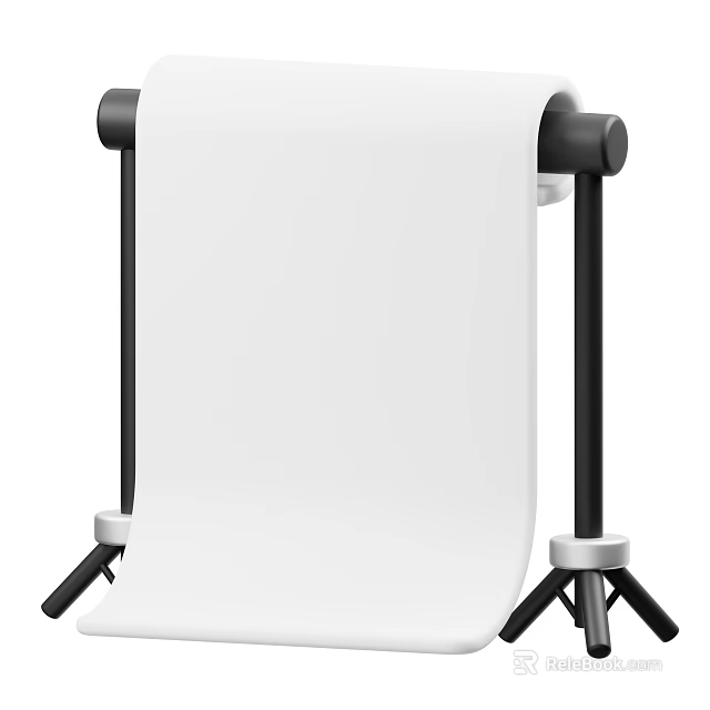 Projection Monitoring Device With White Roll Screen And Black Stand Setup 3d model 
