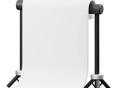 Projection Monitoring Device With White Roll Screen And Black Stand Setup 3d model