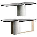 Modern Coffee Table Featuring Concrete Metal Base And Wooden Surface Design 3d model