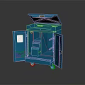 Blue Open Tool Cabinet On Wheels With Storage Drawers And Compartments 3d model