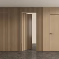 Modern Wooden Hinged Door In Contemporary Interior Design With Natural Wood Paneling And Warm Tones