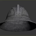 Medieval Metal Helmet With Broad Brim And Riveted Vintage Armor Design