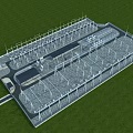 Industrial Plant With Wind Turbines Green Landscape And Large Scale Layout