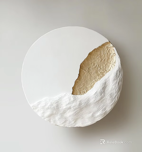 White Circular Wall Decor With Beige Textured Accent And Artistic Design 3d model 