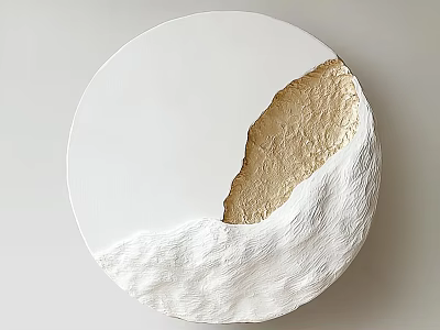 White Circular Wall Decor With Beige Textured Accent And Artistic Design 3d model