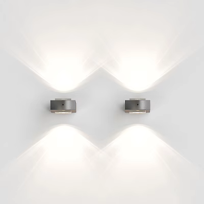 Modern Wall Lamps Symmetrically Mounted On White Wall With Soft Lighting Effect 3d model