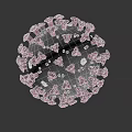3D Virus Structure Model With Red Spikes Gray Spherical Body And Yellow Particles 3d model