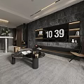 Modern Living Dining Room Interior With Beige Sofa Coffee Table Bar Counter and Pendant Lights