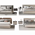 Modern Minimalist Double Bed Setup With Bedside Tables Neutral Bedding And Pillows 3d model