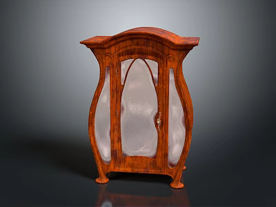 Wooden Cabinet With Curved Top Glass Door And Carved Legs Design 3d model