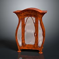 Wooden Cabinet With Curved Top Glass Door And Carved Legs Design