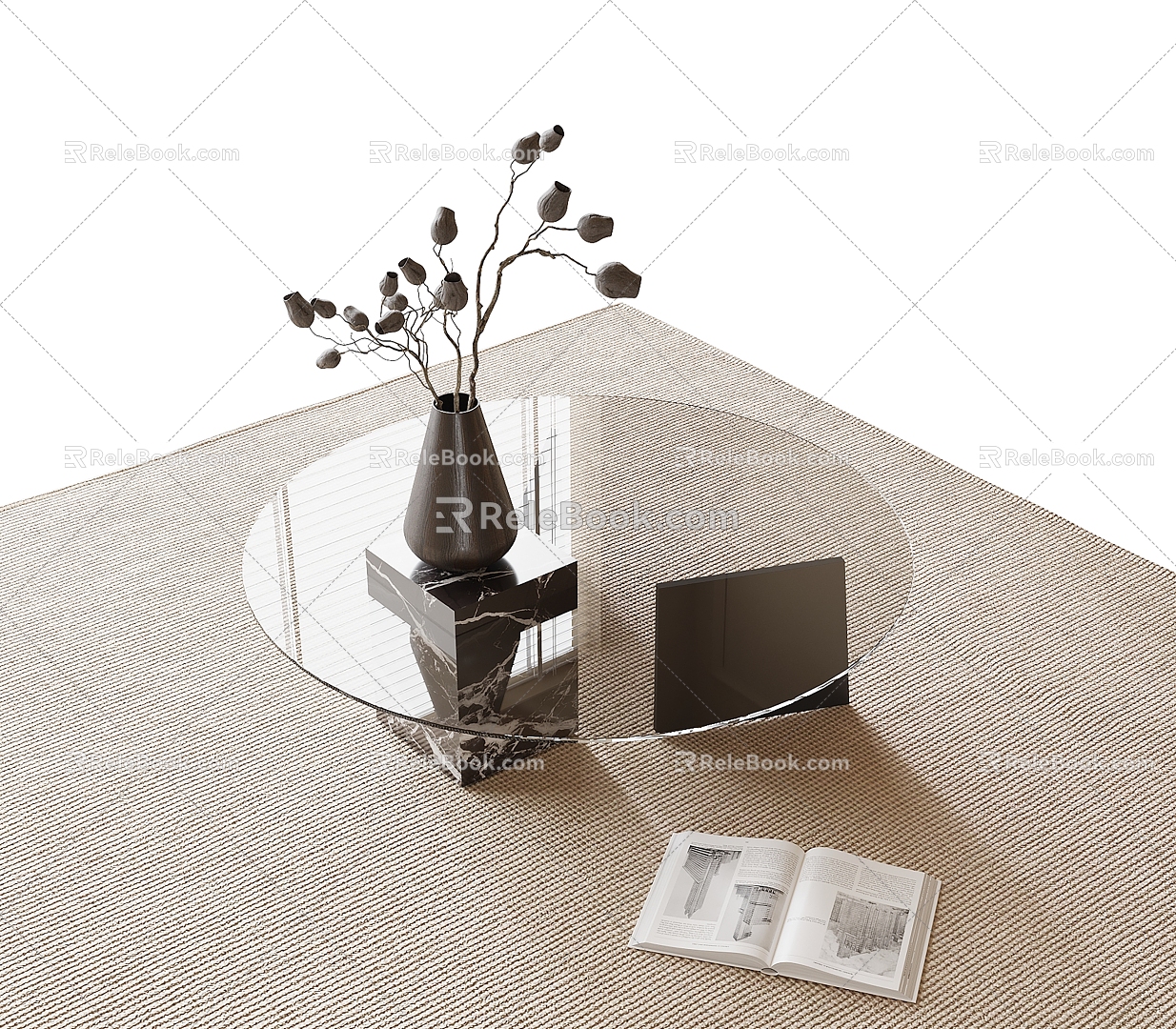 glass coffee table 3d model