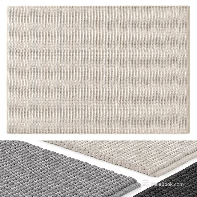 Textured Square Rug In Beige Gray Woven Design Soft Durable For Home Living Room Decor 3d model 