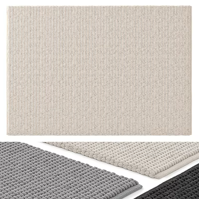 Textured Square Rug In Beige Gray Woven Design Soft Durable For Home Living Room Decor 3d model