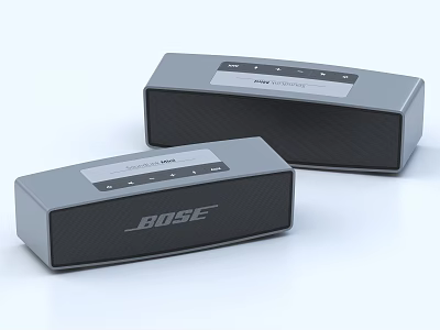 Bose Two Gray Compact Wireless Speakers With Modern Sleek Design 3d model