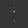 Decorative Hanging Ornament With Wooden Stick Orange Black Beads And Gray White Heart Shaped Pendants