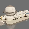 Modern White Dome Observatory Structure With Platform Staircase And Equipment 3d model