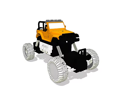 Yellow Toy Off Road Car With Large Tires Black Front And Roof Design 3d model
