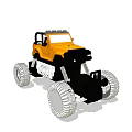 Yellow Toy Off Road Car With Large Tires Black Front And Roof Design